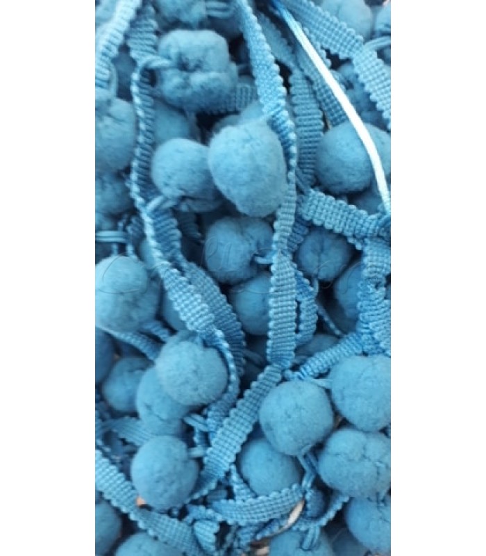 Tρέσα με Πον Πον Πετρόλ Σκούρο 2.2εκ. (ανά μέτρο)